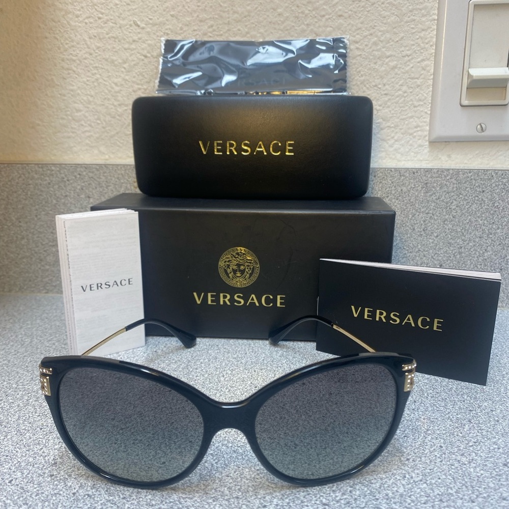 Versace 4316B Black with Rhinestones Sunglasses Full Inclusion 57-17-140 NIB